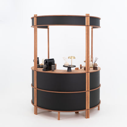 Nara II curved customer service station | coffee + custom color