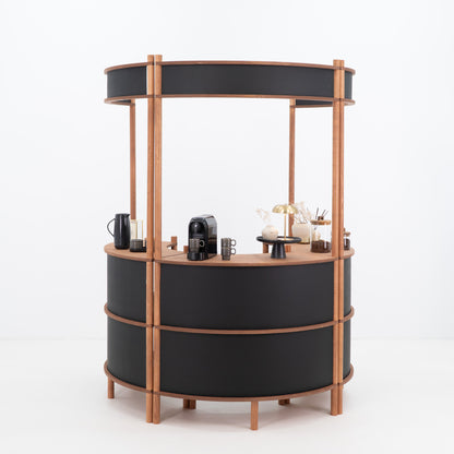Nara II curved customer service station | coffee + custom color