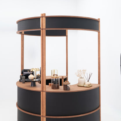 Nara II curved customer service station | coffee + custom color
