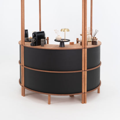 Nara II curved customer service station | coffee + custom color