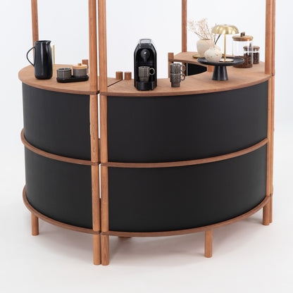 Nara II curved customer service station | coffee + custom color