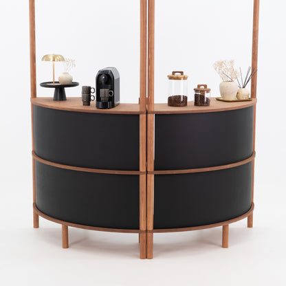 Nara II curved customer service station | coffee + custom color