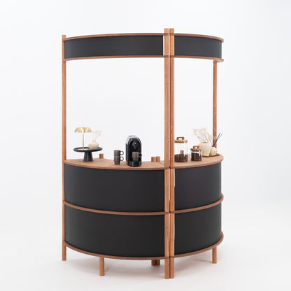 Nara II curved customer service station | coffee + custom color