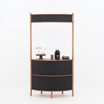 Curved Wooden Customer Service Stand BC-07-CF | coffee + custom color