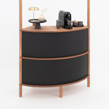 Curved Wooden Customer Service Stand BC-07-CF | coffee + custom color