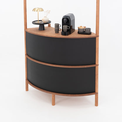 Curved Wooden Customer Service Stand BC-07-CF | coffee + custom color