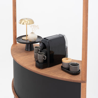 Curved Wooden Customer Service Stand BC-07-CF | coffee + custom color