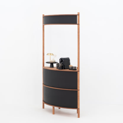 Curved Wooden Customer Service Stand BC-07-CF | coffee + custom color