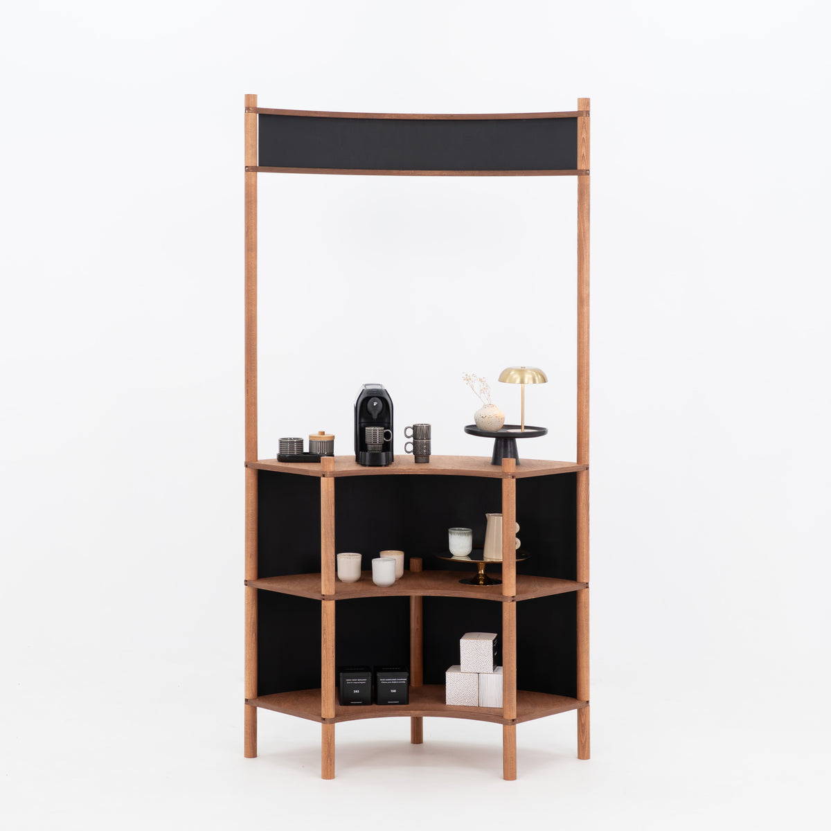 Support de service client en bois courbé BC-07-CF | café + couleur personnalisée