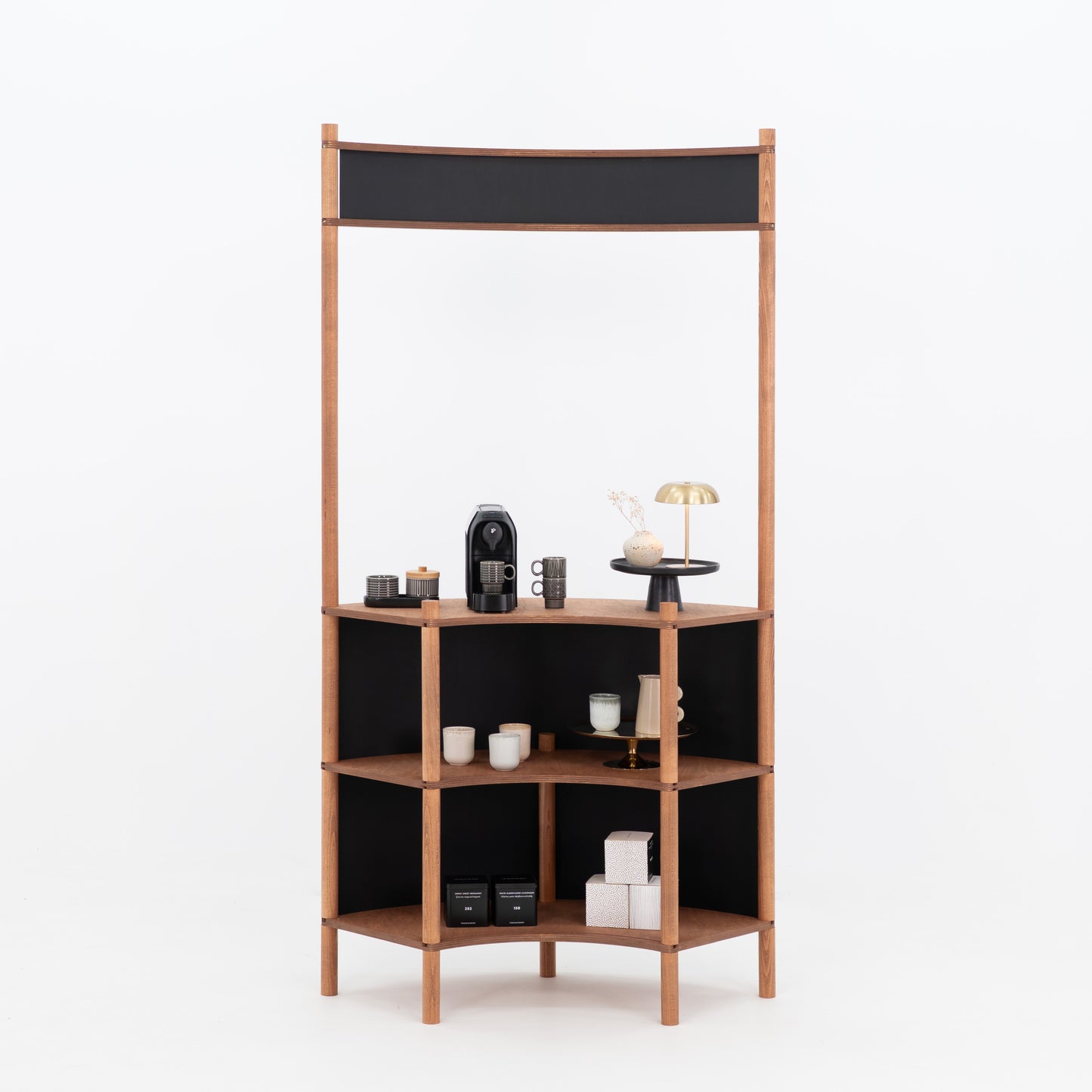 Support de service client en bois courbé BC-07-CF | café + couleur personnalisée