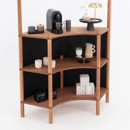 Curved Wooden Customer Service Stand BC-07-CF | coffee + custom color