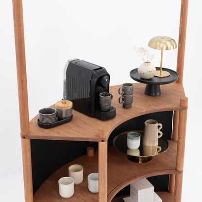 Curved Wooden Customer Service Stand BC-07-CF | coffee + custom color