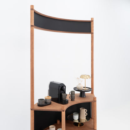 Curved Wooden Customer Service Stand BC-07-CF | coffee + custom color