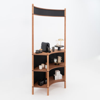 Curved Wooden Customer Service Stand BC-07-CF | coffee + custom color