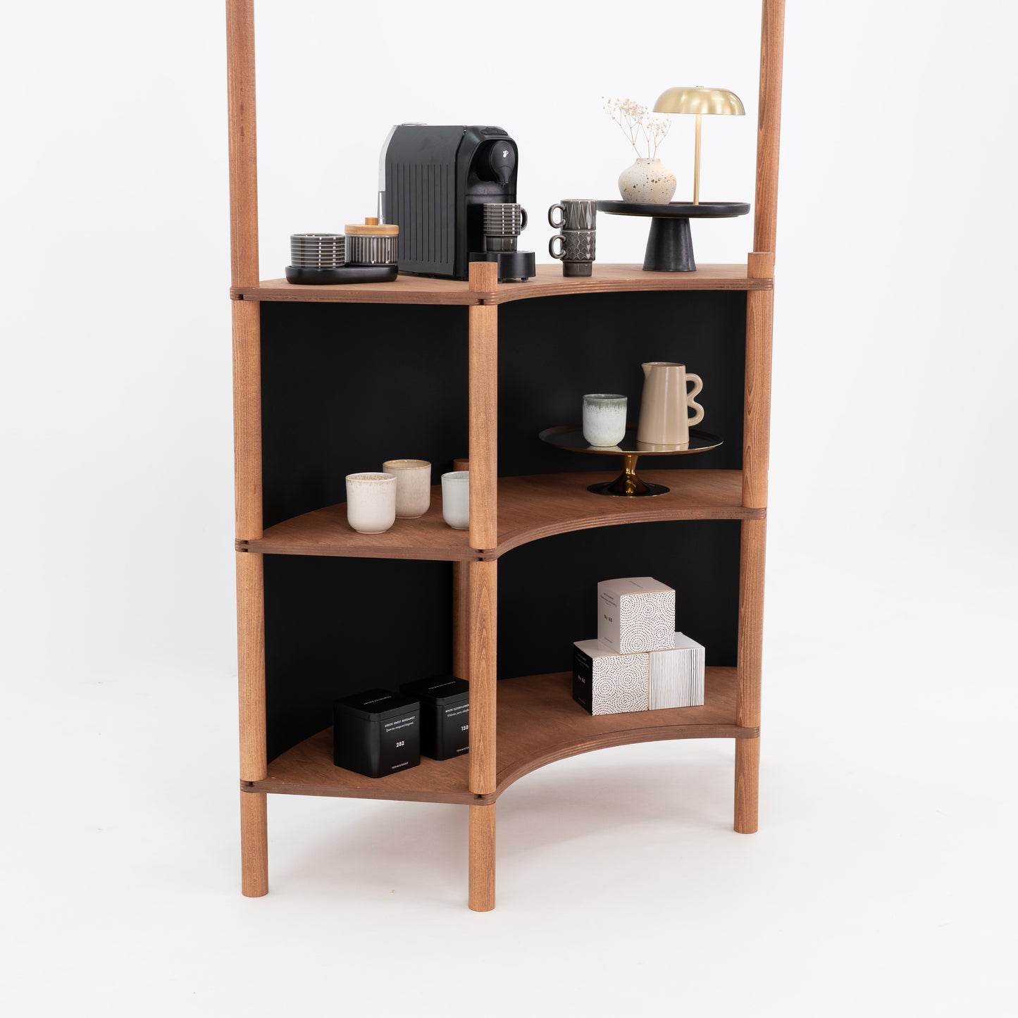 Support de service client en bois courbé BC-07-CF | café + couleur personnalisée