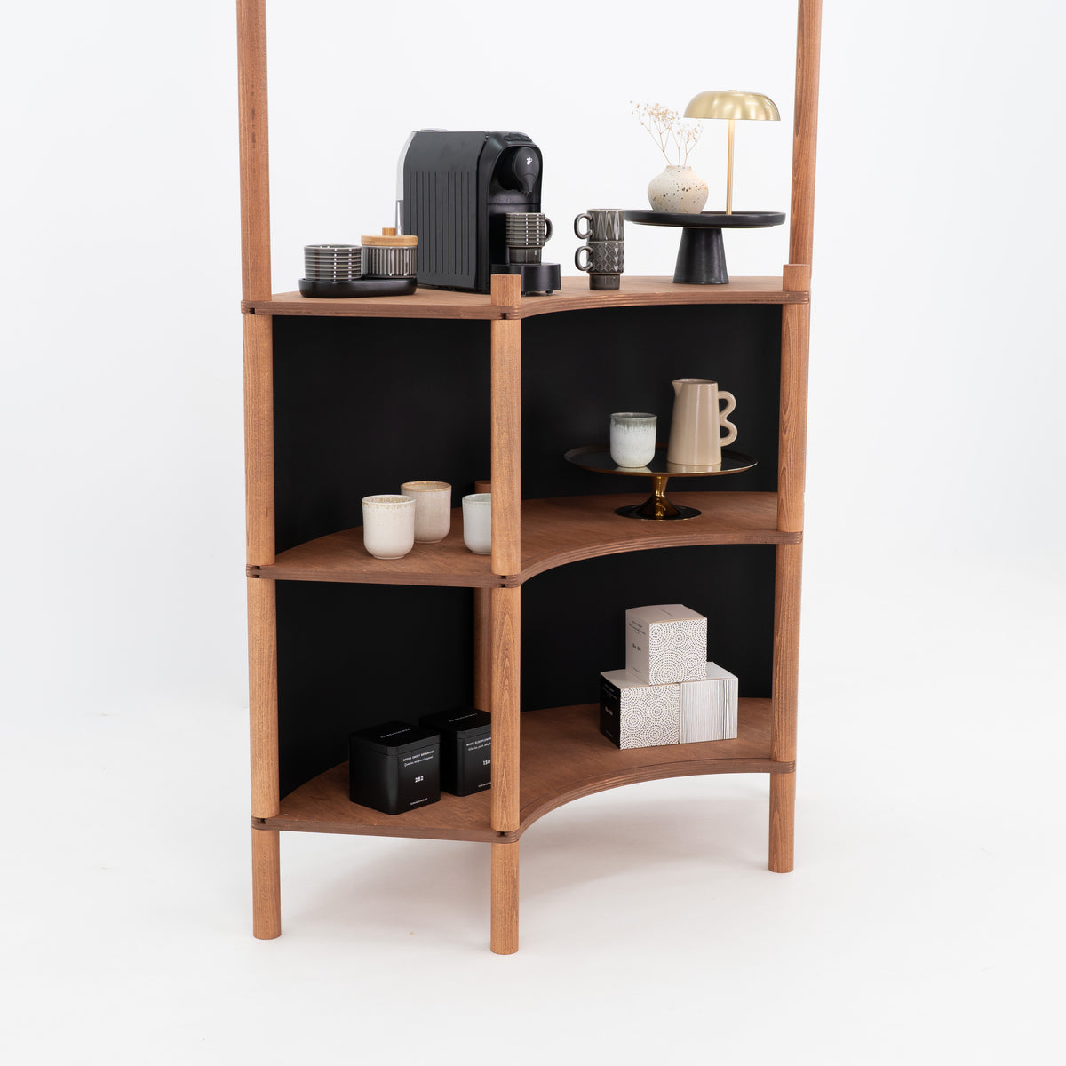 Support de service client en bois courbé BC-07-CF | café + couleur personnalisée