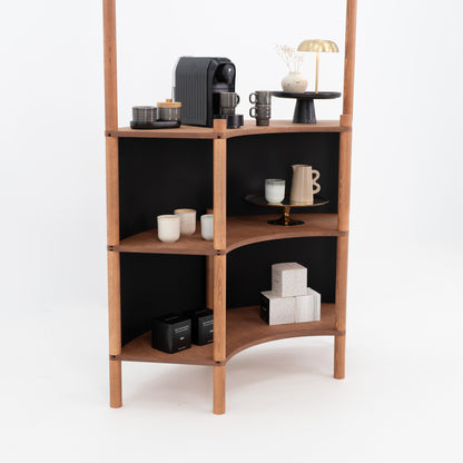 Curved Wooden Customer Service Stand BC-07-CF | coffee + custom color