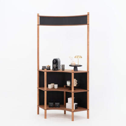 Curved Wooden Customer Service Stand BC-07-CF | coffee + custom color