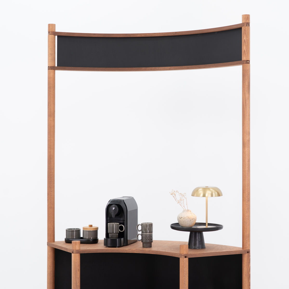 Support de service client en bois courbé BC-07-CF | café + couleur personnalisée