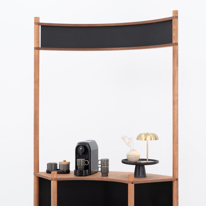 Curved Wooden Customer Service Stand BC-07-CF | coffee + custom color