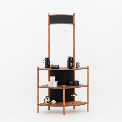 Curved Wooden Customer Service Stand BC-07-CF | coffee + custom color