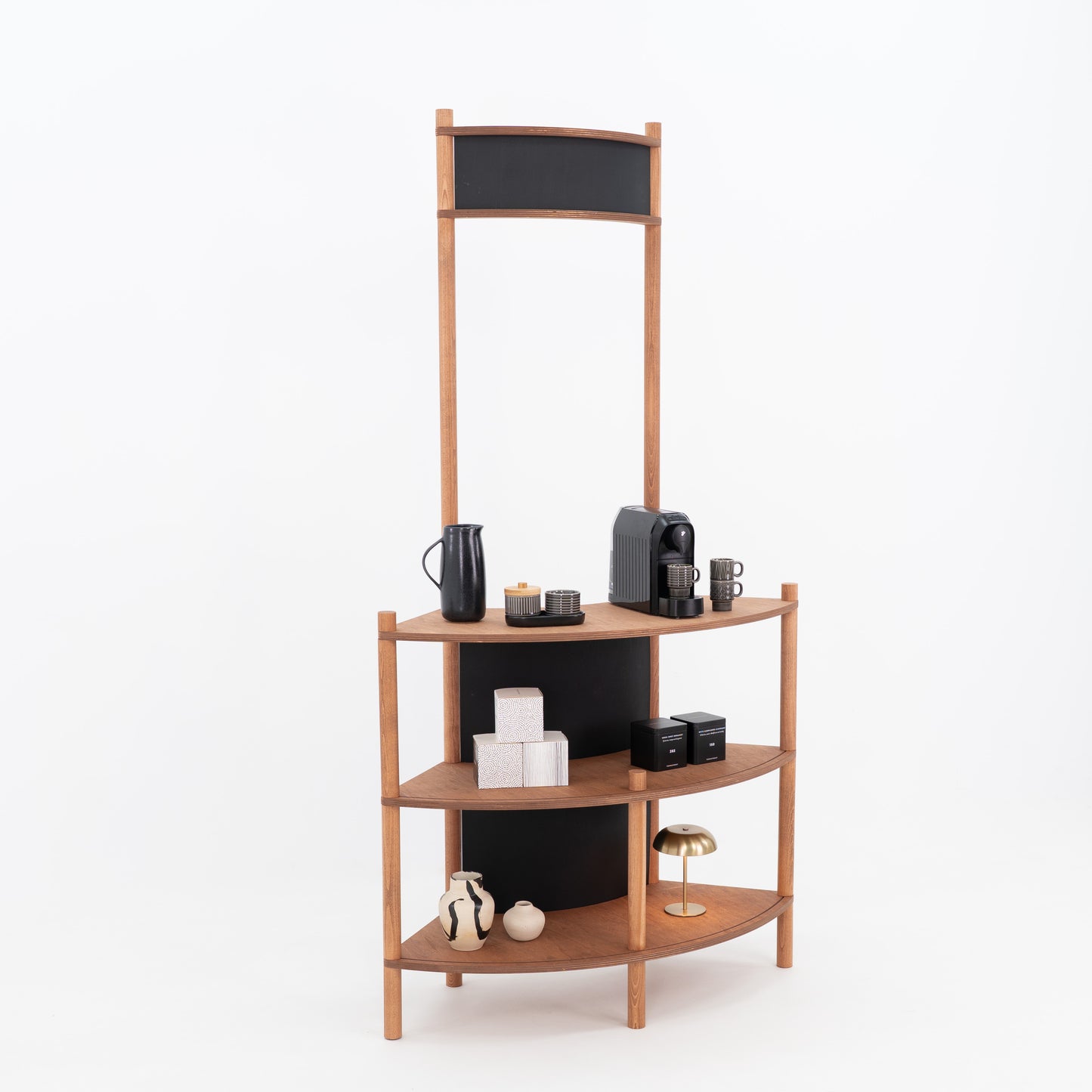 Support de service client en bois courbé BC-07-CF | café + couleur personnalisée