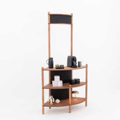 Curved Wooden Customer Service Stand BC-07-CF | coffee + custom color