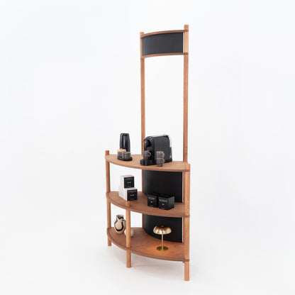 Curved Wooden Customer Service Stand BC-07-CF | coffee + custom color