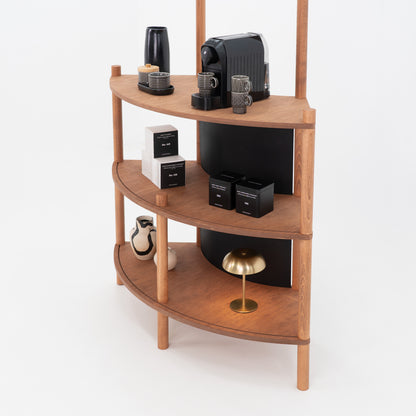 Curved Wooden Customer Service Stand BC-07-CF | coffee + custom color