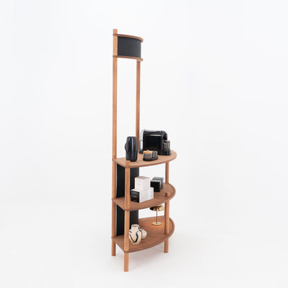 Curved Wooden Customer Service Stand BC-07-CF | coffee + custom color