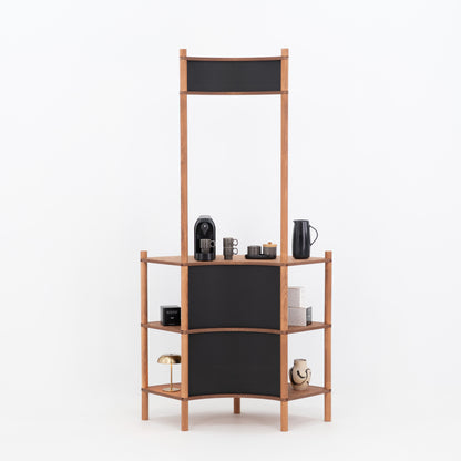 Curved Wooden Customer Service Stand BC-07-CF | coffee + custom color