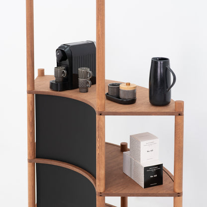 Curved Wooden Customer Service Stand BC-07-CF | coffee + custom color