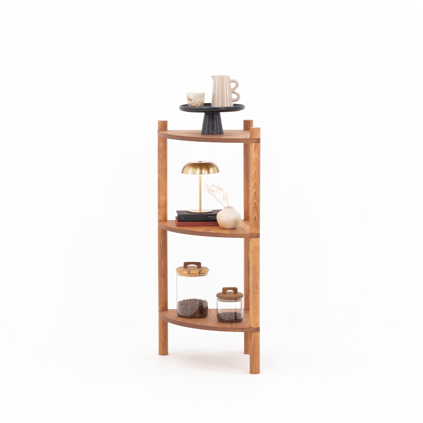 Narożny regał ekspozycyjny BAC-01-CF | kolor kawowy