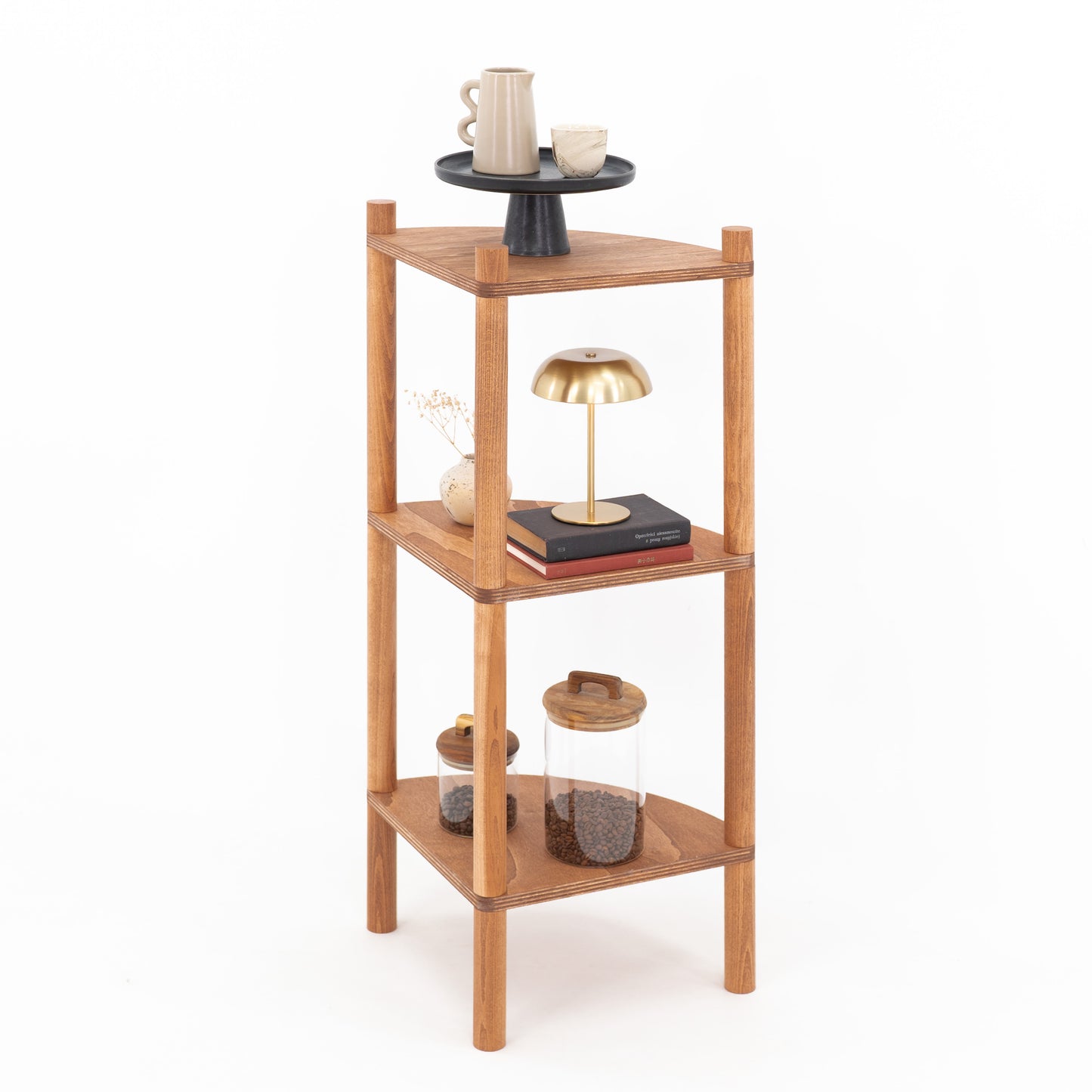 Narożny regał ekspozycyjny BAC-01-CF | kolor kawowy