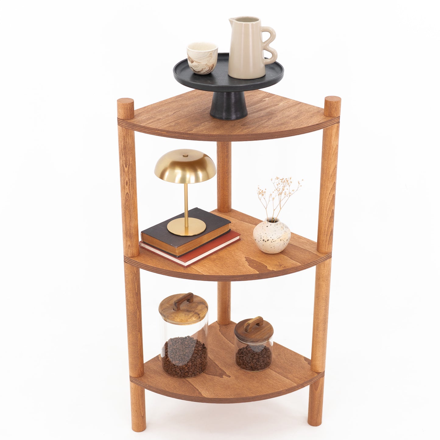 Narożny regał ekspozycyjny BAC-01-CF | kolor kawowy