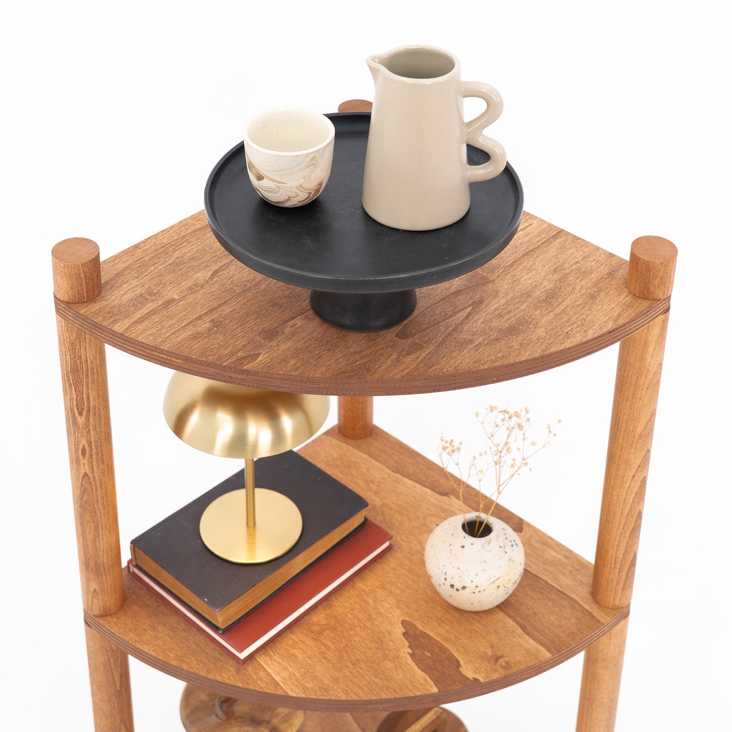 Narożny regał ekspozycyjny BAC-01-CF | kolor kawowy