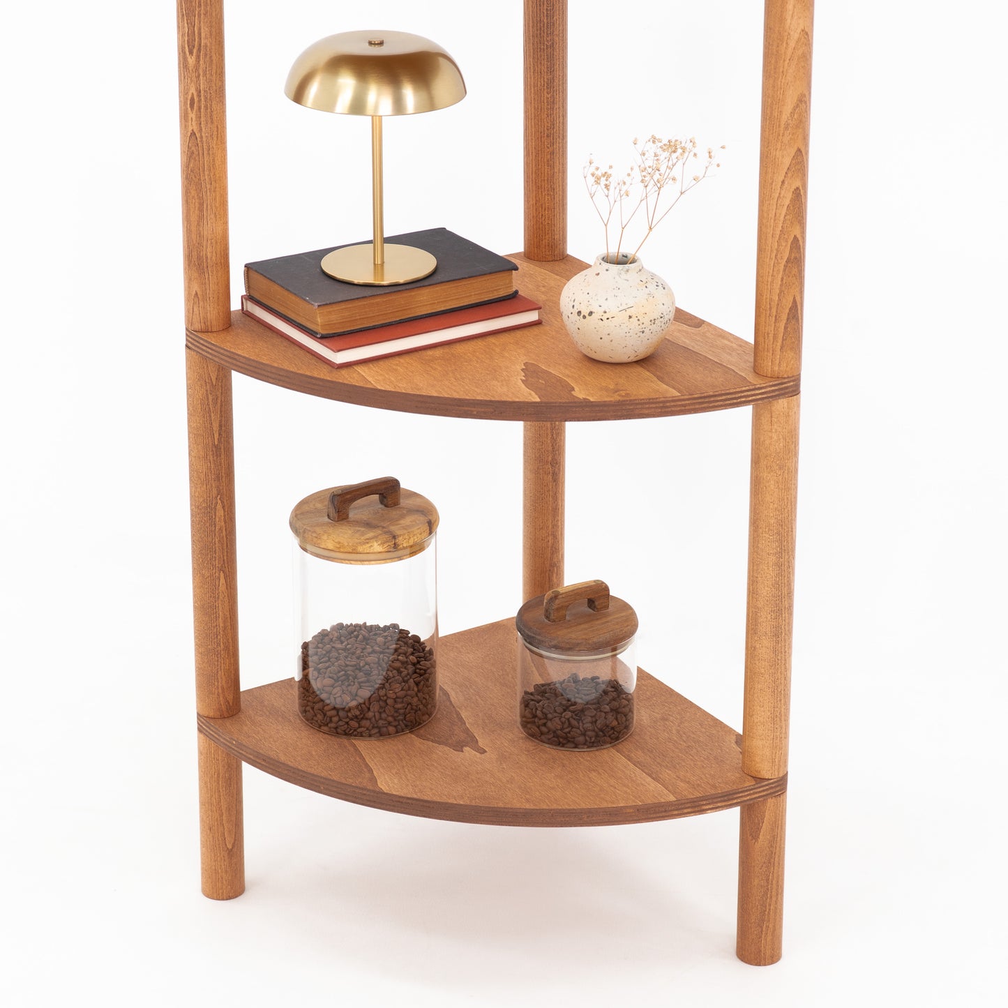 Narożny regał ekspozycyjny BAC-01-CF | kolor kawowy