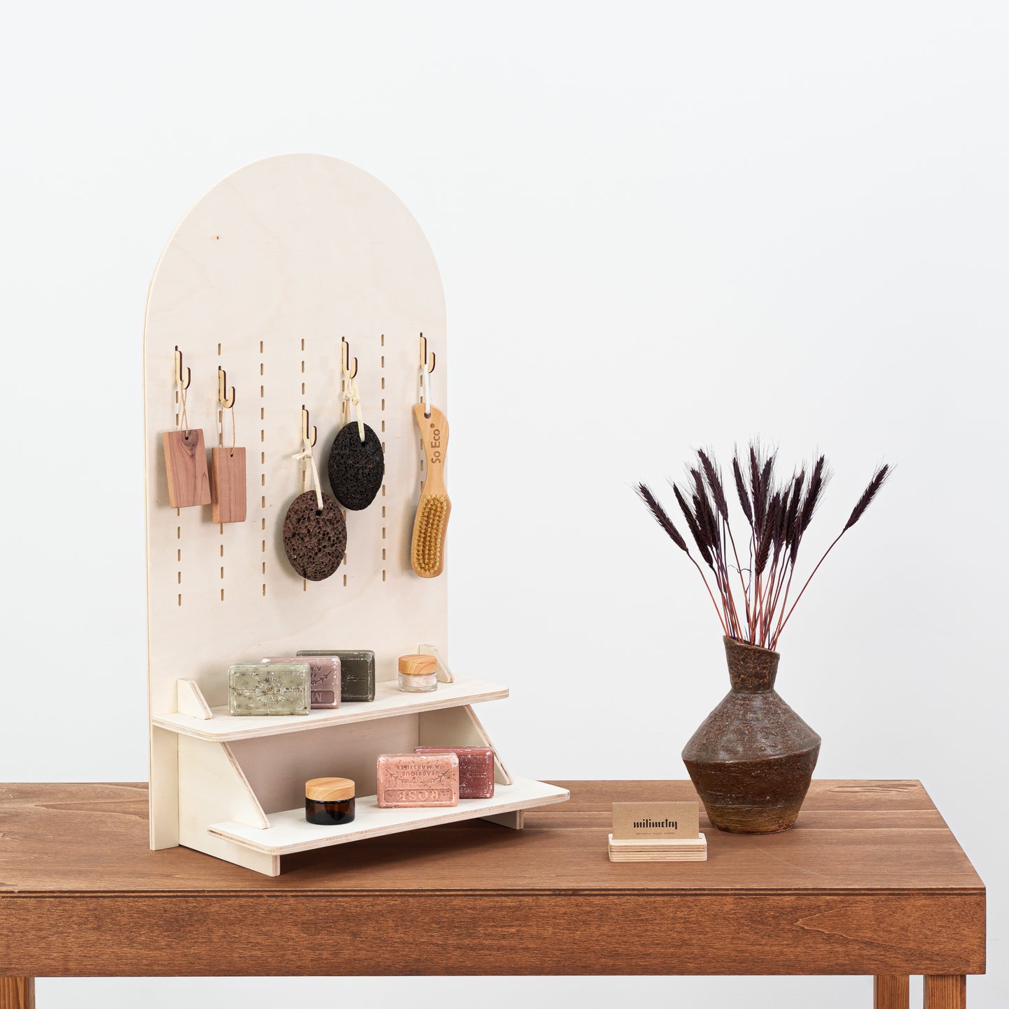 SAMPLE SALE | Pegboard VAP-05-A-NT No. 32 with hooks and shelves | display stands for scents and beauty products