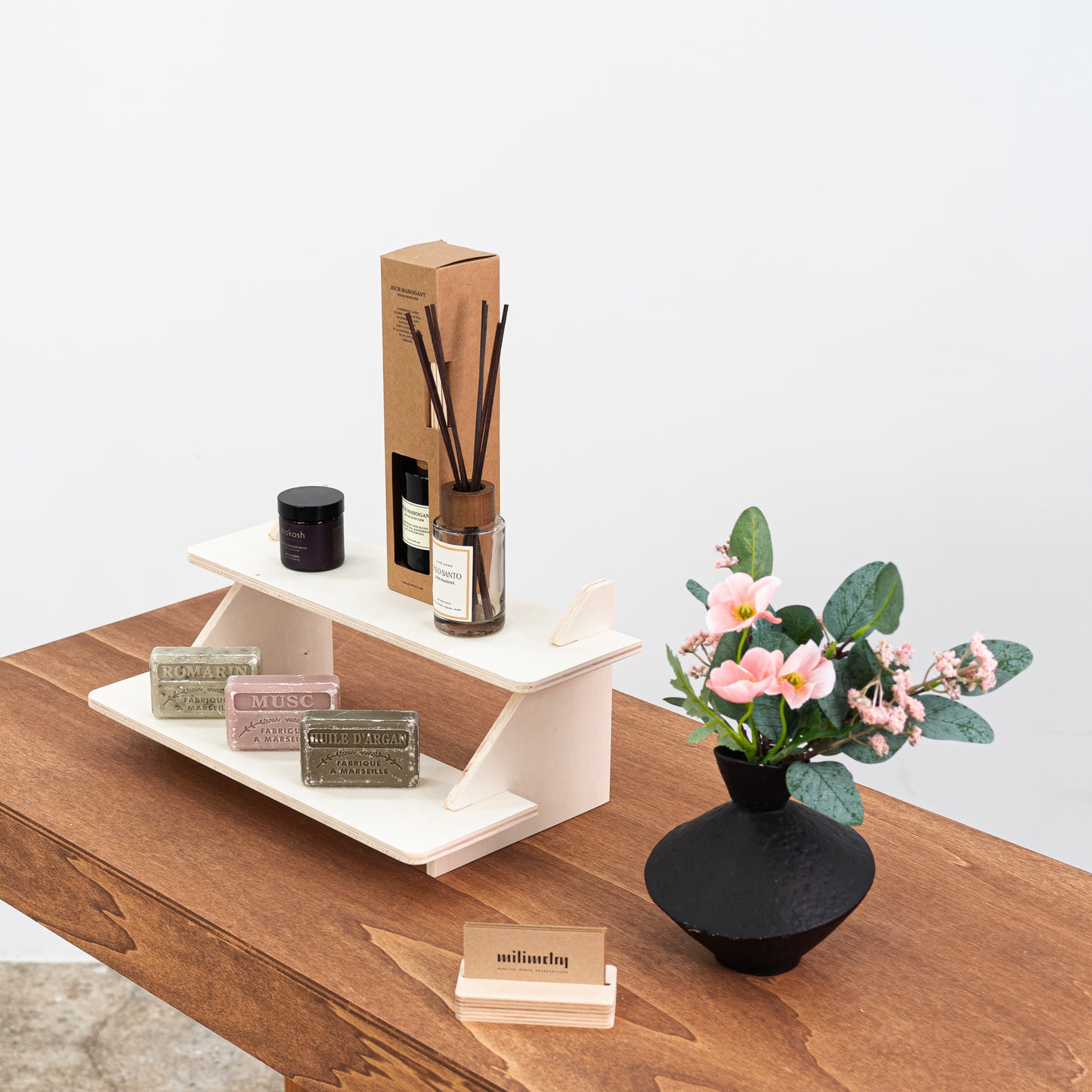 SAMPLE SALE | 2-tired tabletop plywood display stand VAR-12-A-NT No 18