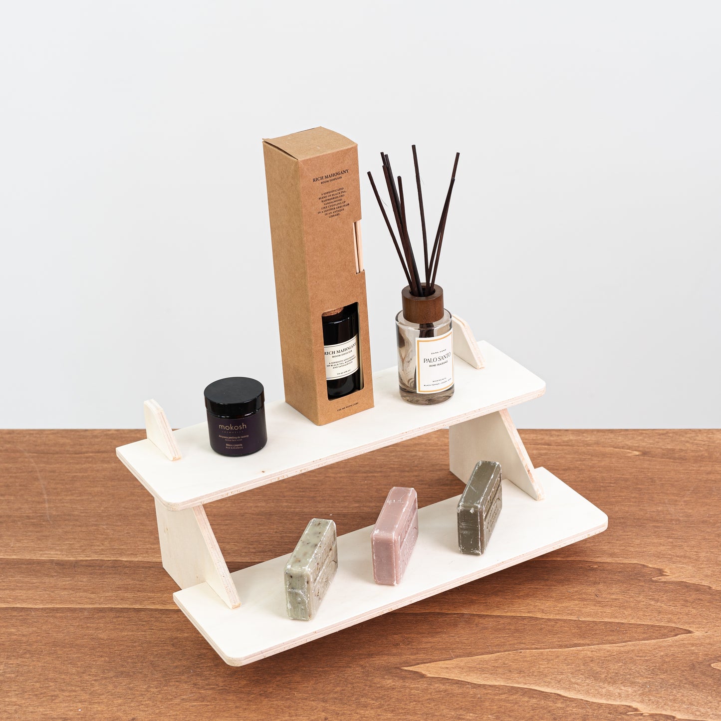 SAMPLE SALE | 2-tired tabletop plywood display stand VAR-12-A-NT No 18