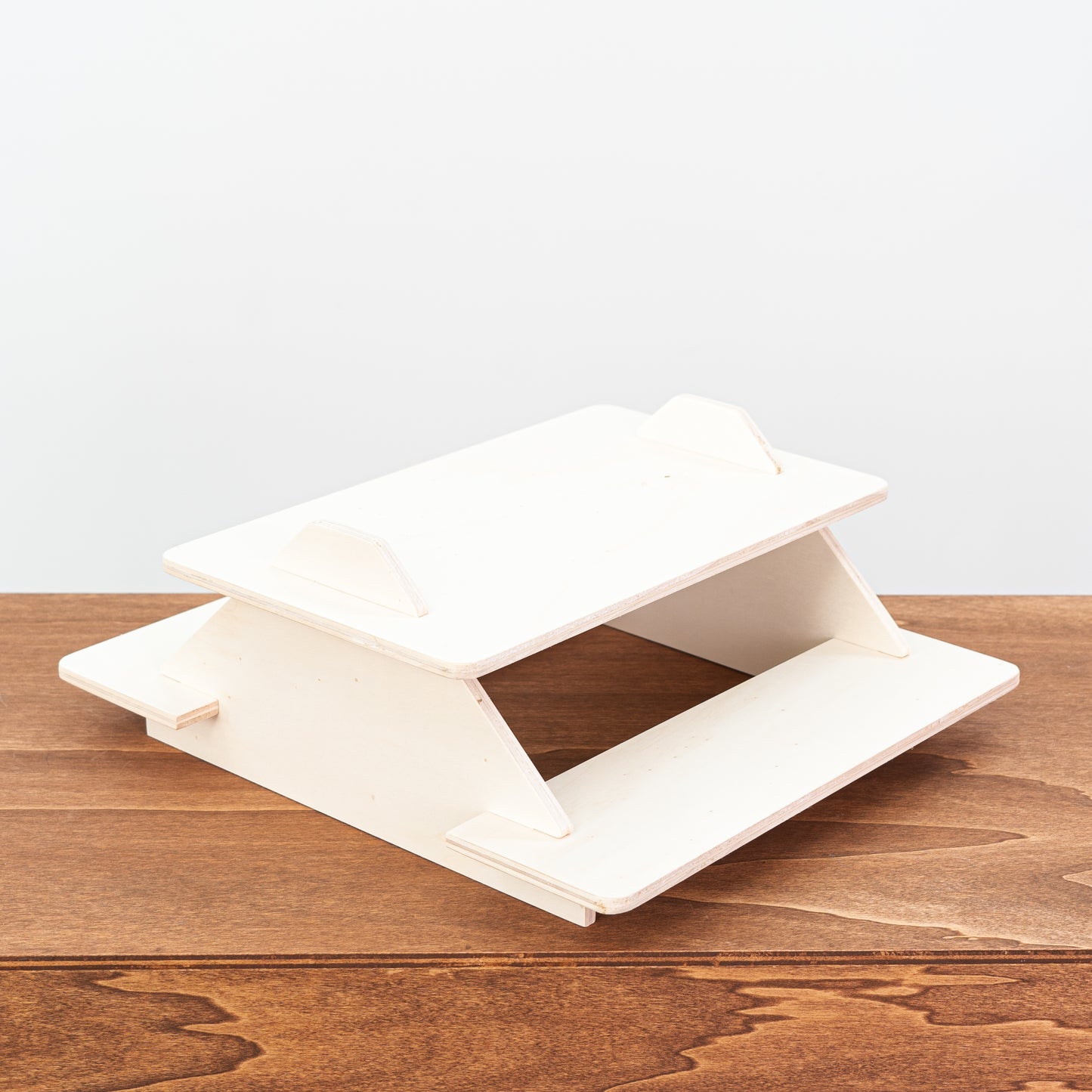 SAMPLE SALE | 2-tired double-sided tabletop plywood display stand VAR-12-B-NT No. 17