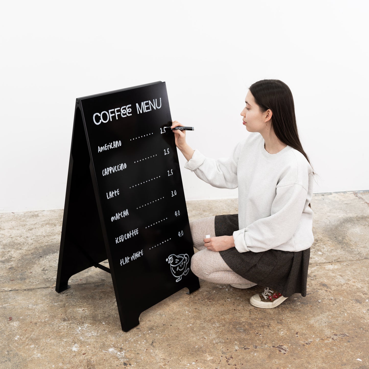 Metal outdoor sandwich board SB-A-B | white or black color