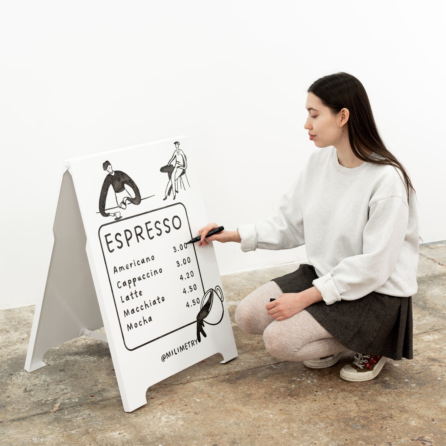 Metal outdoor sandwich board SB-A-B | white or black color