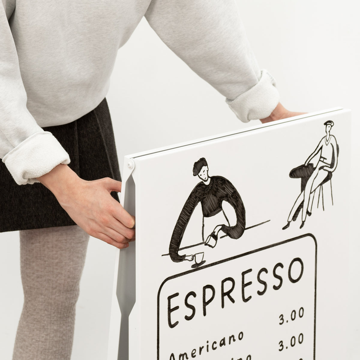 Restaurant signage board with writable surface
