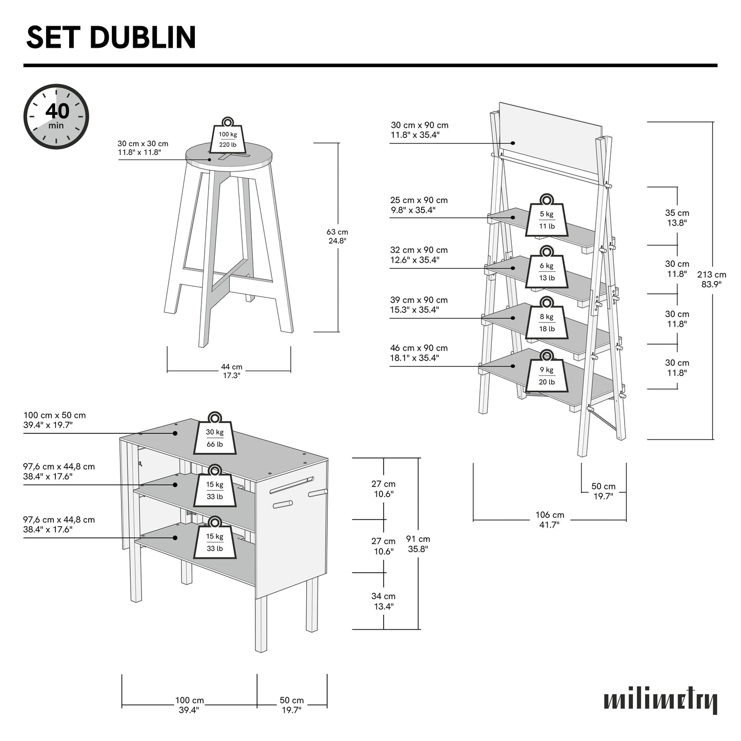 Zestaw Dublin | kolor kawowy