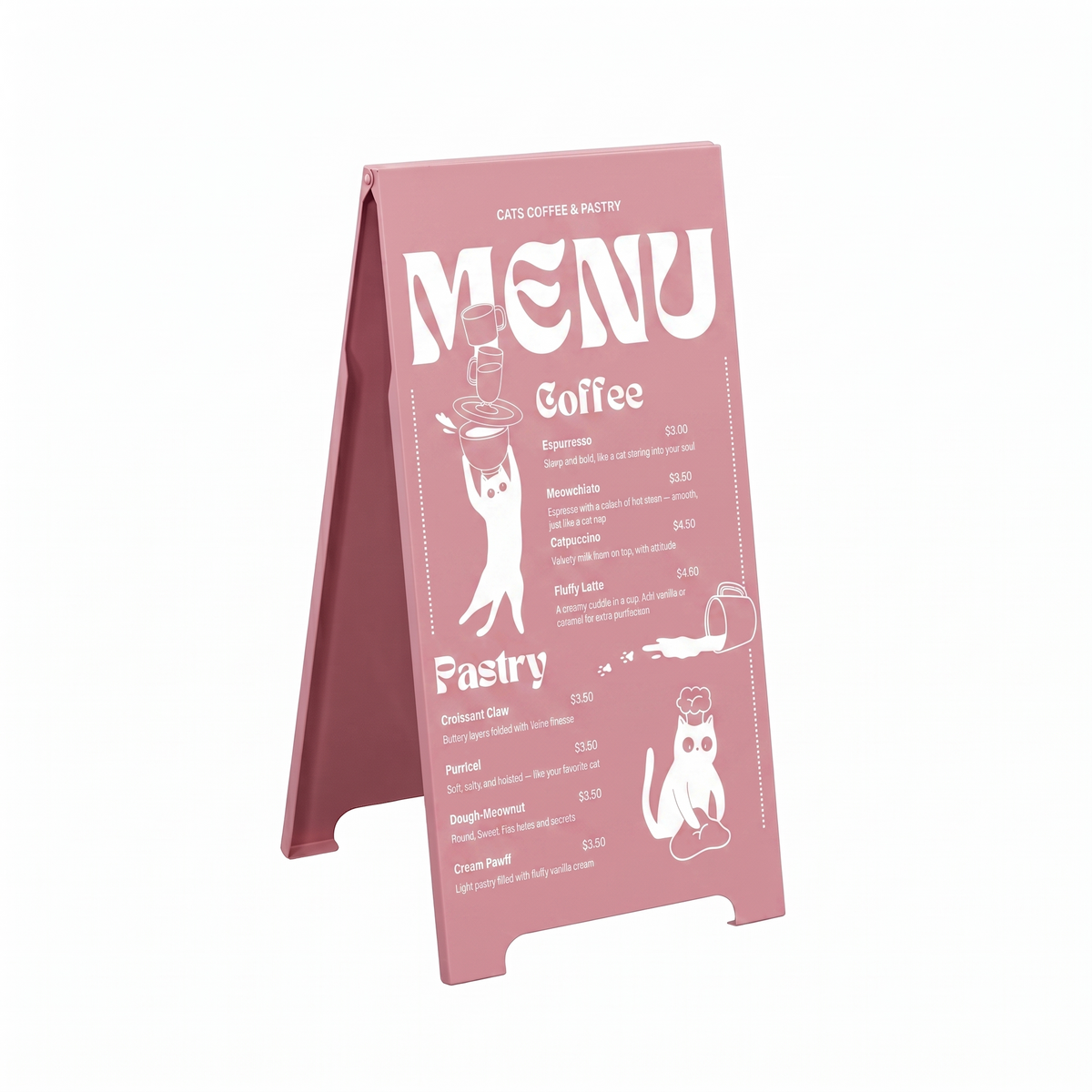 Cavalletto pubblicitario in metallo SB-A-B, colore rosa, con grafica stampata personalizzata