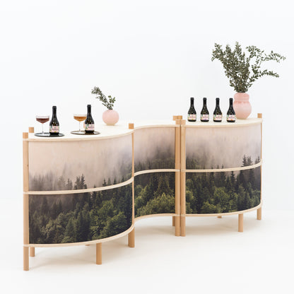 Okinawa Wave-Shaped Checkout Counter Bundle | natural color
