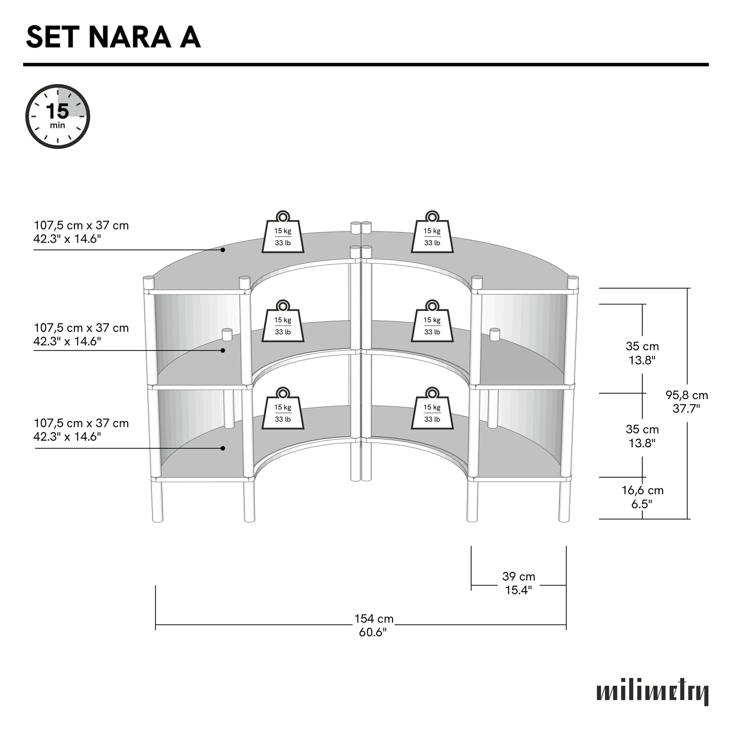 Nara Courve Court Comptordlr | couleur naturelle