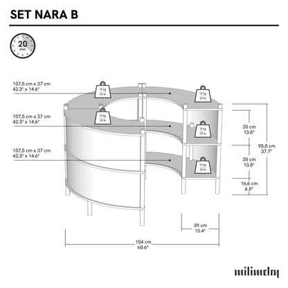 Nara Curved Checkout Counter Bundle | natural color