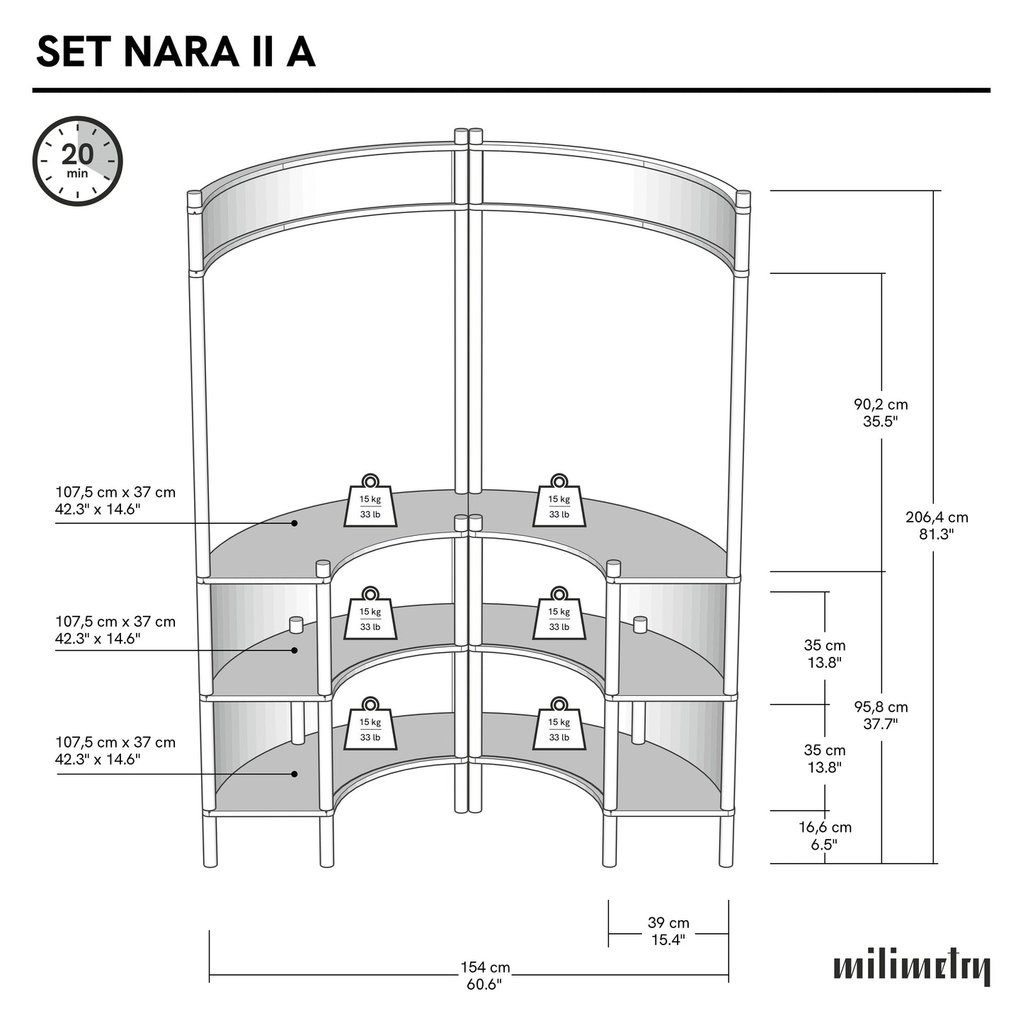 Station de service client incurvée Nara II | café + couleur personnalisée